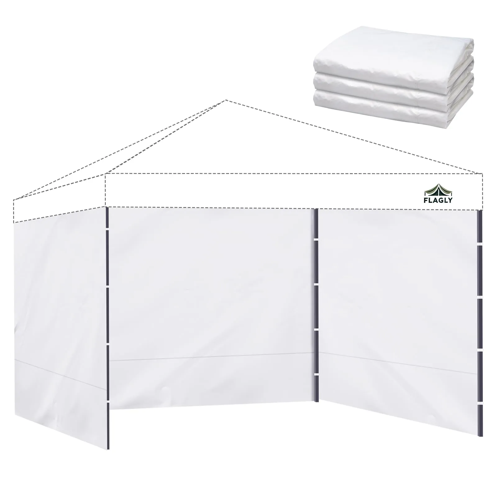 Instant Canopy Sidewalls for 10x10 Pop Up Canopy Tent, 300D Waterproof Material for Outdoor Events, Vendor Booths, and Privacy (Sidewalls Only, Canopy Not Included) (3 PCS)