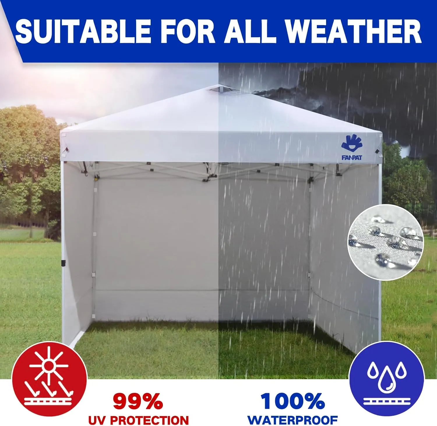 Instant Canopy Tent Sidewalls for 10x10 Pop Up Canopy Waterproof,99% UV Protection，3 Piece Sidewalls, Dusk Gray(3PCS Sidewall Only, Canopy Tent NOT Included)