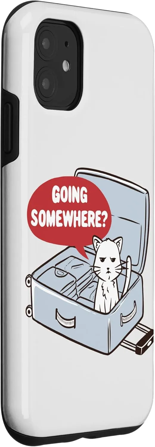 iPhone 11 Funny Cat In A Travel Bag Going Somewhere Traveler Kitten Case
