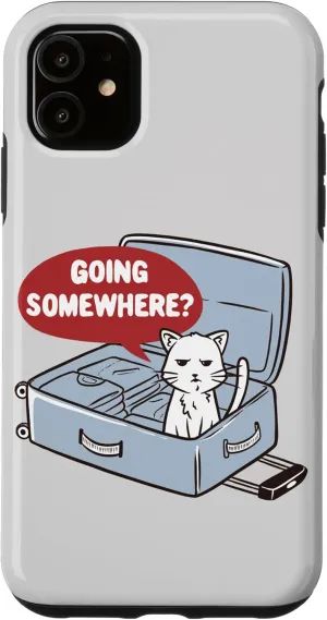 iPhone 11 Funny Cat In A Travel Bag Going Somewhere Traveler Kitten Case
