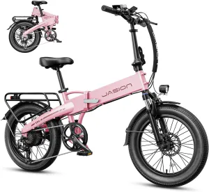 Jasion Electric Bike for Adults, 1000W Peak Motor up to 25MPH Top Speed, Aluminum 20'' Fat Tire Electric Bike, Built-in 48V Removable Battery Ebike, EBS Folding Ebikes for Adults