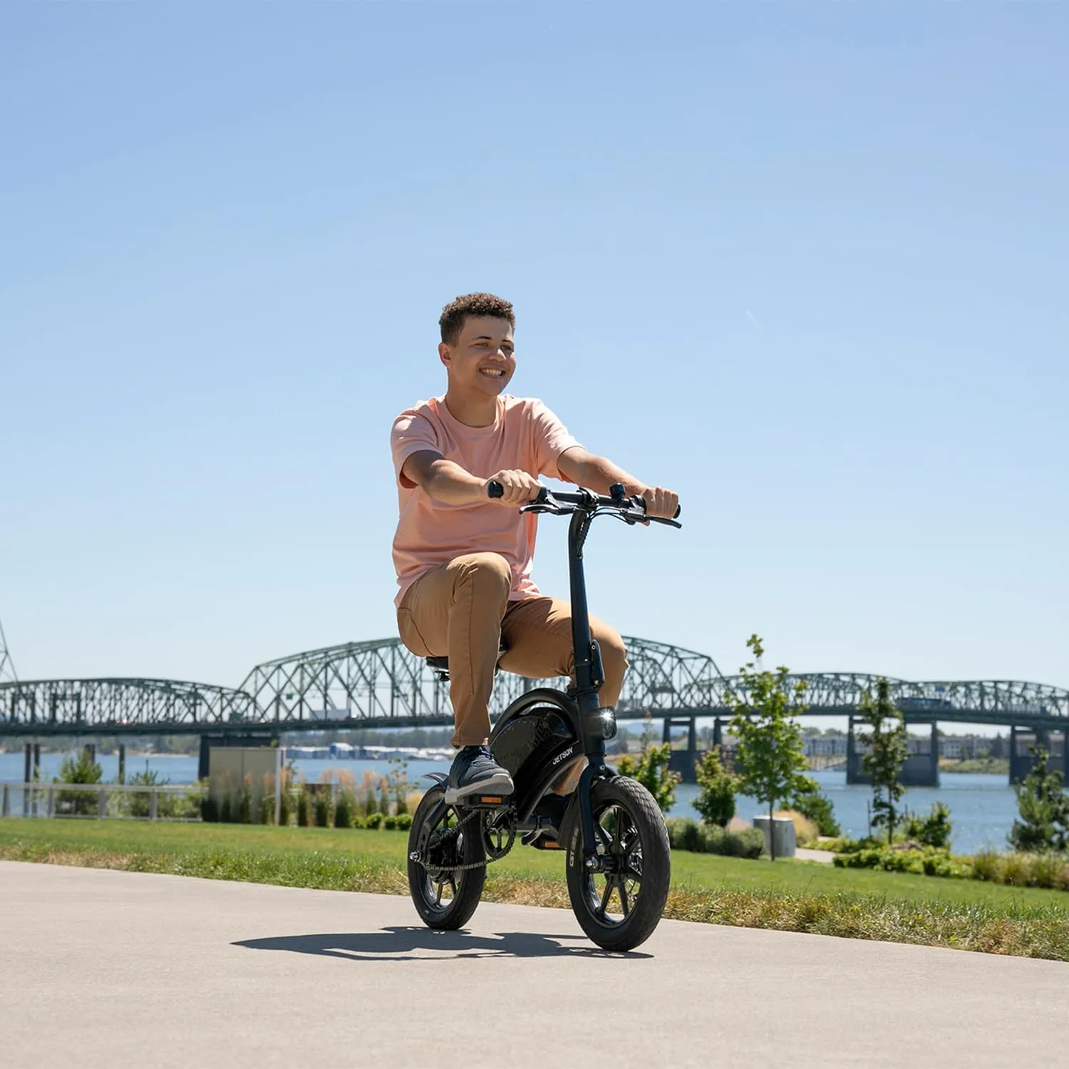 Jetson Bolt Folding Electric Ride-On Bike, Easy-Folding, Built-in Carrying Handle, Twist Throttle, Up to 15.5 MPH, Ages 13 