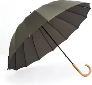 JITEM 16 Ribs Golf Stick Umbrella w/J Wooden Handle Windproof Unbreakable Rain Umbrella Large Canopy Parasol Long Umbrella for 2 Persons