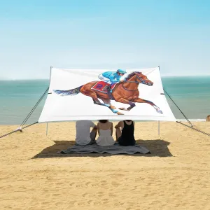 Jockey on Racing Horse Beach Camping Tent Sun Shelter for Whole Family, Beach Shade Canopy with UPF50  UV Protection,Easy Set Up and Carry,Outdoor Shade for Trips, Fishing, Backyard Fun Picnics