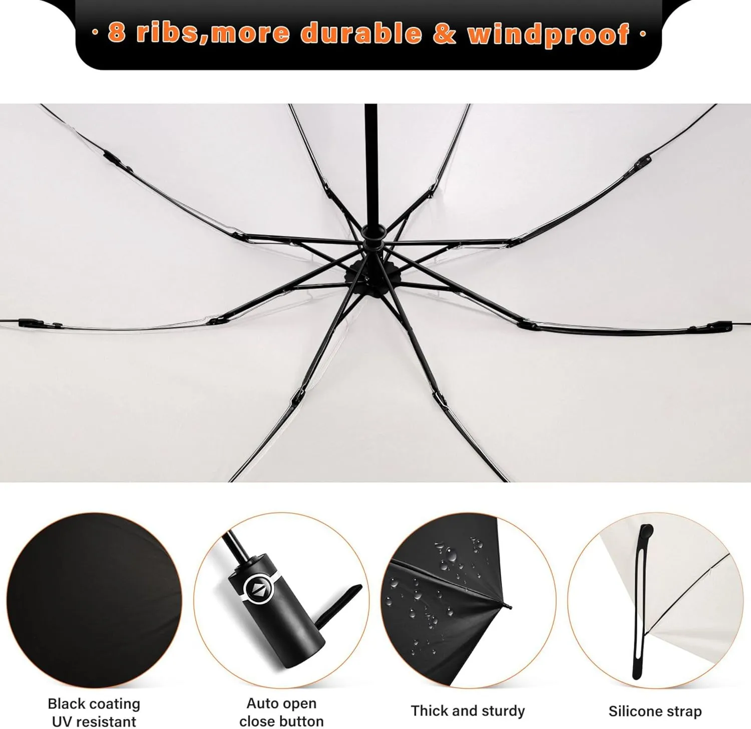 Joisal Violet Slate Blue Gradient Travel Umbrella Windproof Travel Black Uv Protection Umbrella Portable Umbrella Automatic Open and Close for Rain and Sun