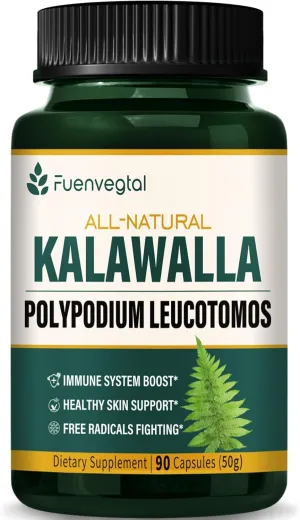 Kalawalla Root Capsules, Polypodium Leucotomos Extract Supplements Support Immune System, Skin Health, and Free Radicals Defense, Lasts 3 Months. 90 Count