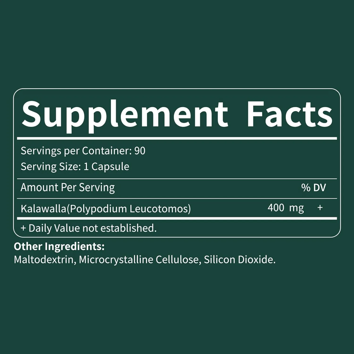 Kalawalla Root Capsules, Polypodium Leucotomos Extract Supplements Support Immune System, Skin Health, and Free Radicals Defense, Lasts 3 Months. 90 Count
