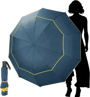 Kalolary 62 Inch Golf Umbrella Extra Large Folding Umbrella Rainproof Compact Umbrella Oversize Double Canopy Vented Waterproof Stick Travel Umbrellas for Women & Men Family Home Use