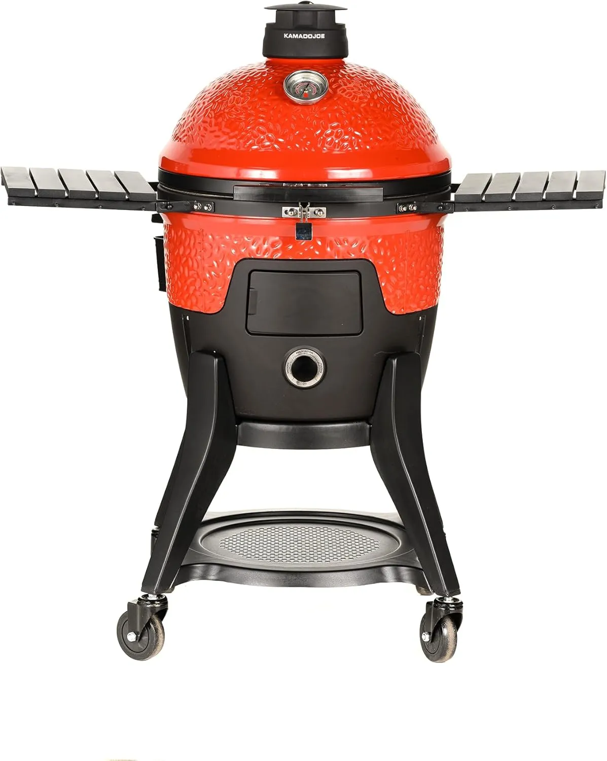 Kamado Joe Pellet Joe Grill, Classic Joe, 18-inch Ceramic Wood Pellet Grill and Smoker with Cart, Side Shelves, Stainless Steel Grates and 250 Cooking Square Inches in Red, Model KJ15260020