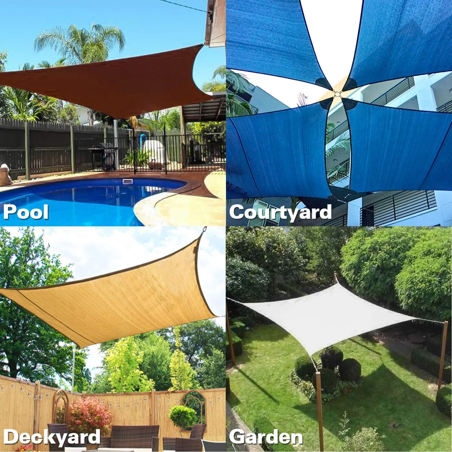 KANAGAWA Sail Shade 10'x13' Sand Rectangle UV Block Canopy Awning Shelter Fabric Cloth Screen for Outdoor Patio Garden Backyard Activities