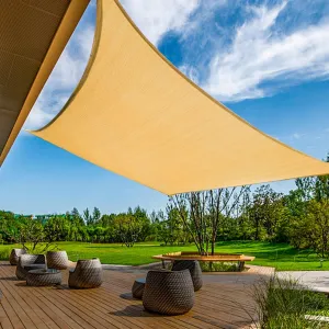 KANAGAWA Sun Shade Sail Curved 20'X26' Sand Rectangle Outdoor Shade Cover UV Blovk Canopy for Patio Garden Backyard Heavy Duty Permeable 185GSM (We Make Custom Size)