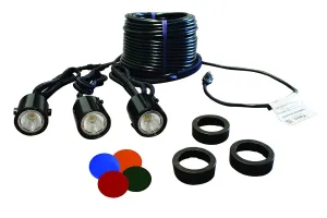 Kasco LED Composite 3 Light Decorative Fixture Kit for 1/2-1HP Fountains | 120V, 11W per Fixture | 5 Color Option Available | 100ft Power Cord Included | (Fountain Sold Separately)