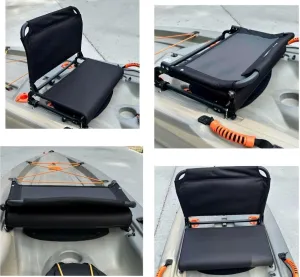 Kayak Paddleboard Canoe Seat Replacement Universal Upgrade Kit - Elevated Foldable Seat with Back Support with Cushioned Base - Seat and All Mounting Hardware