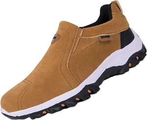 Keilinia Men's Suede Waterproof Hiking Shoes,Outdoors Lightweight Comfy Arch Support Low-top Non-Slip Trekking Slip on Sneakers