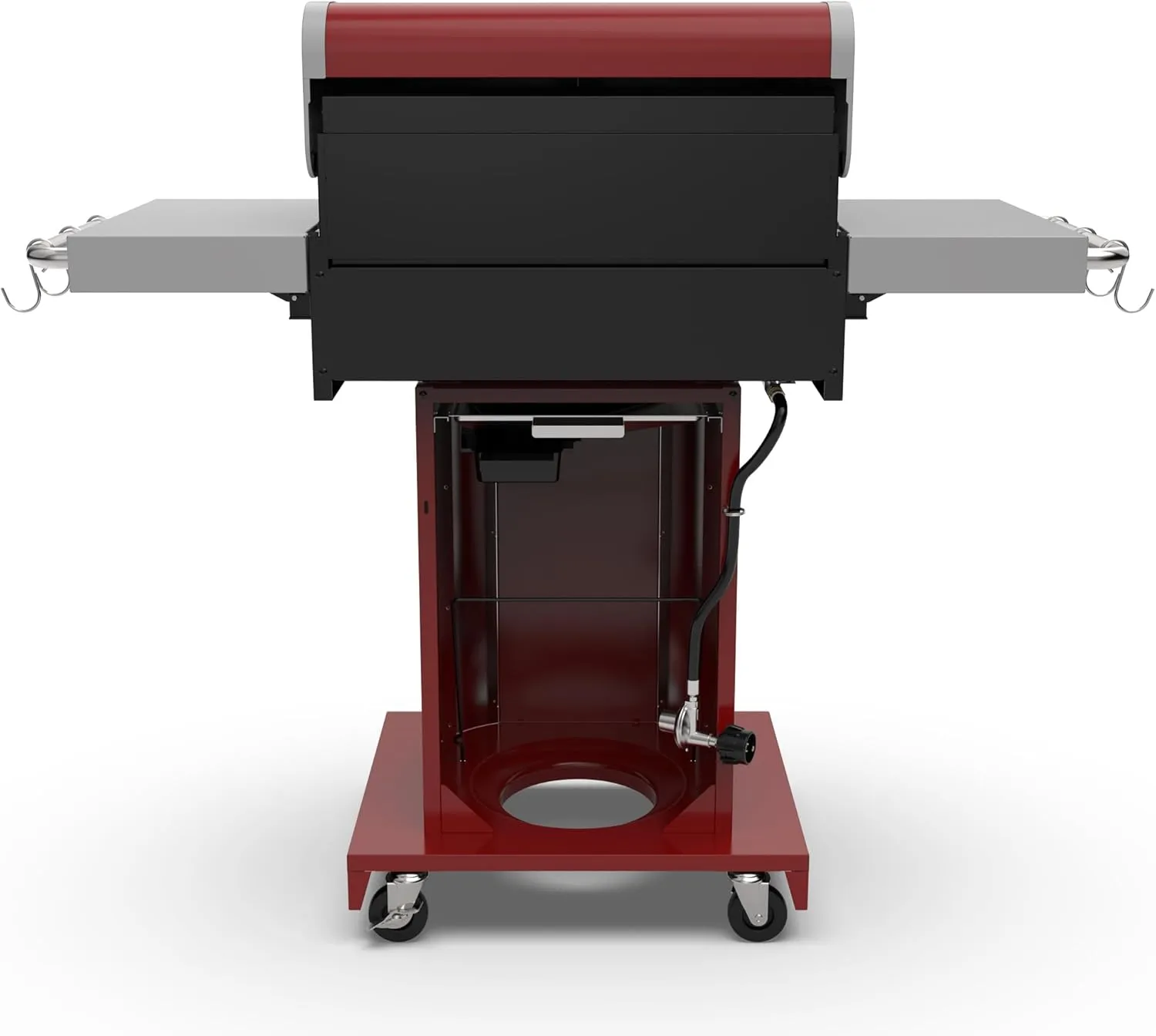 Kenmore 3-Burner Outdoor BBQ Grill | Liquid Propane Barbecue Gas Grill with Folding Sides, PG-A4030400LD-RD, Pedestal Grill with Wheels, 30000 BTU, Red