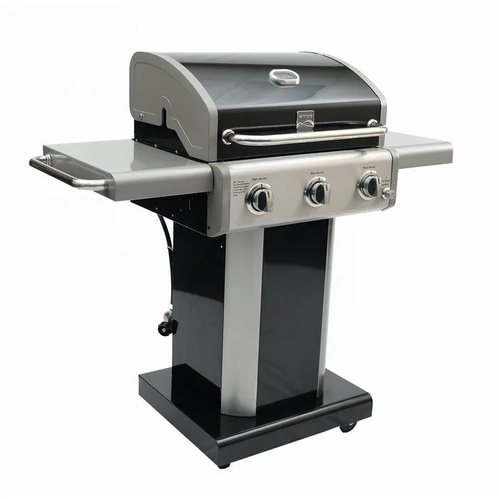 Kenmore - 3 Burner Pedestal Grill with Foldable Side Shelves - BLACK