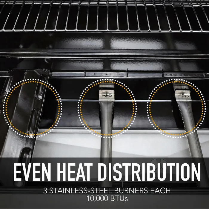 Kenmore - 3 Burner Pedestal Grill with Foldable Side Shelves - RED