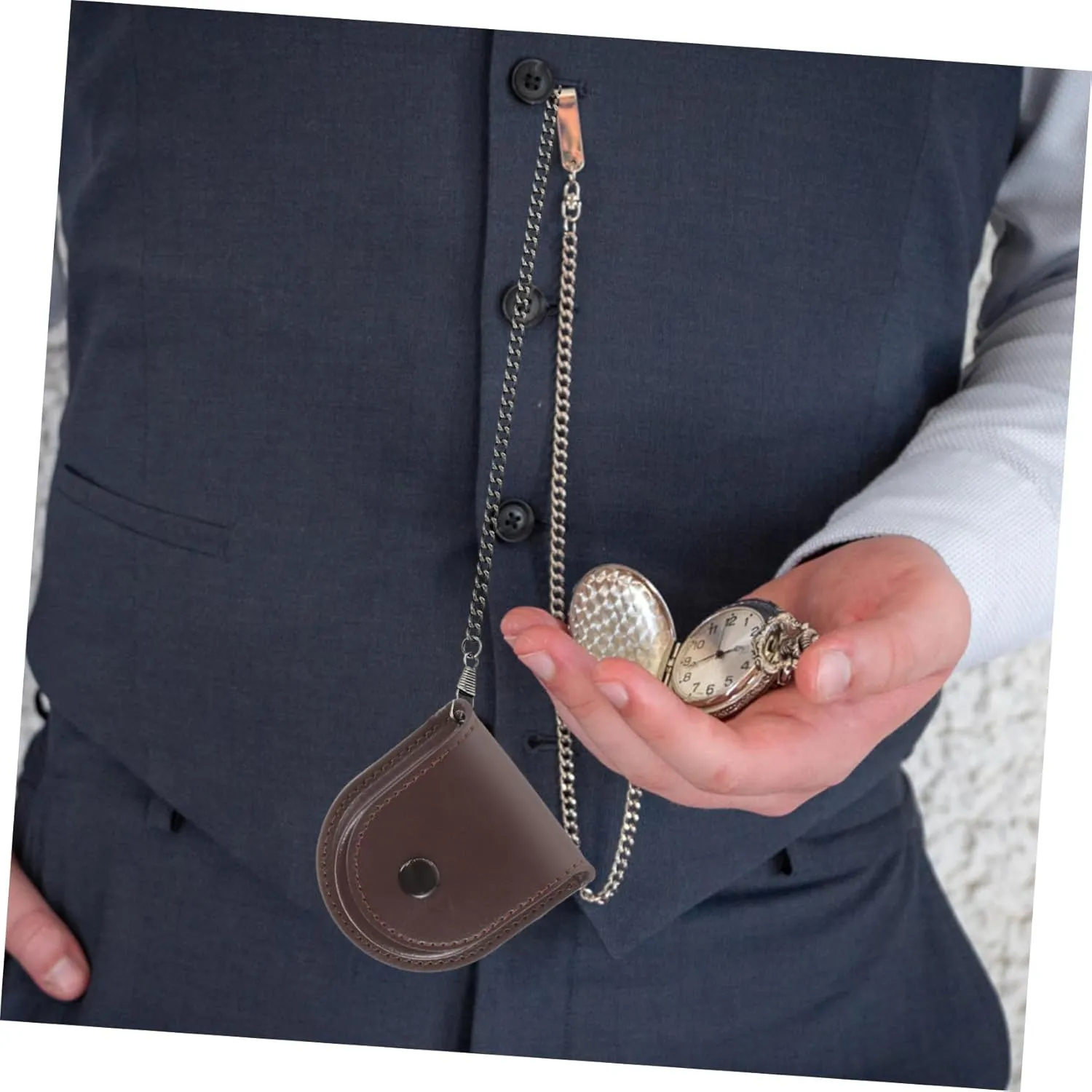 KESYOO 4pcs Pocket Watch Leather Case Display Cabinet Watch Winder Automatic Watch To My Son Pocket Watch Pocket Watch Case Portable Watch Cases Silver Watches for Women Bag Kit Coffee Pu