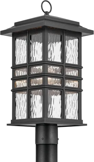 KICHLER Beacon Square 20.75" 1-Light Outdoor Post Light with Clear Hammered Glass in Textured Black, for Walkways, Driveways, (20.75" x 9.5 x 9.5), 49832BKT