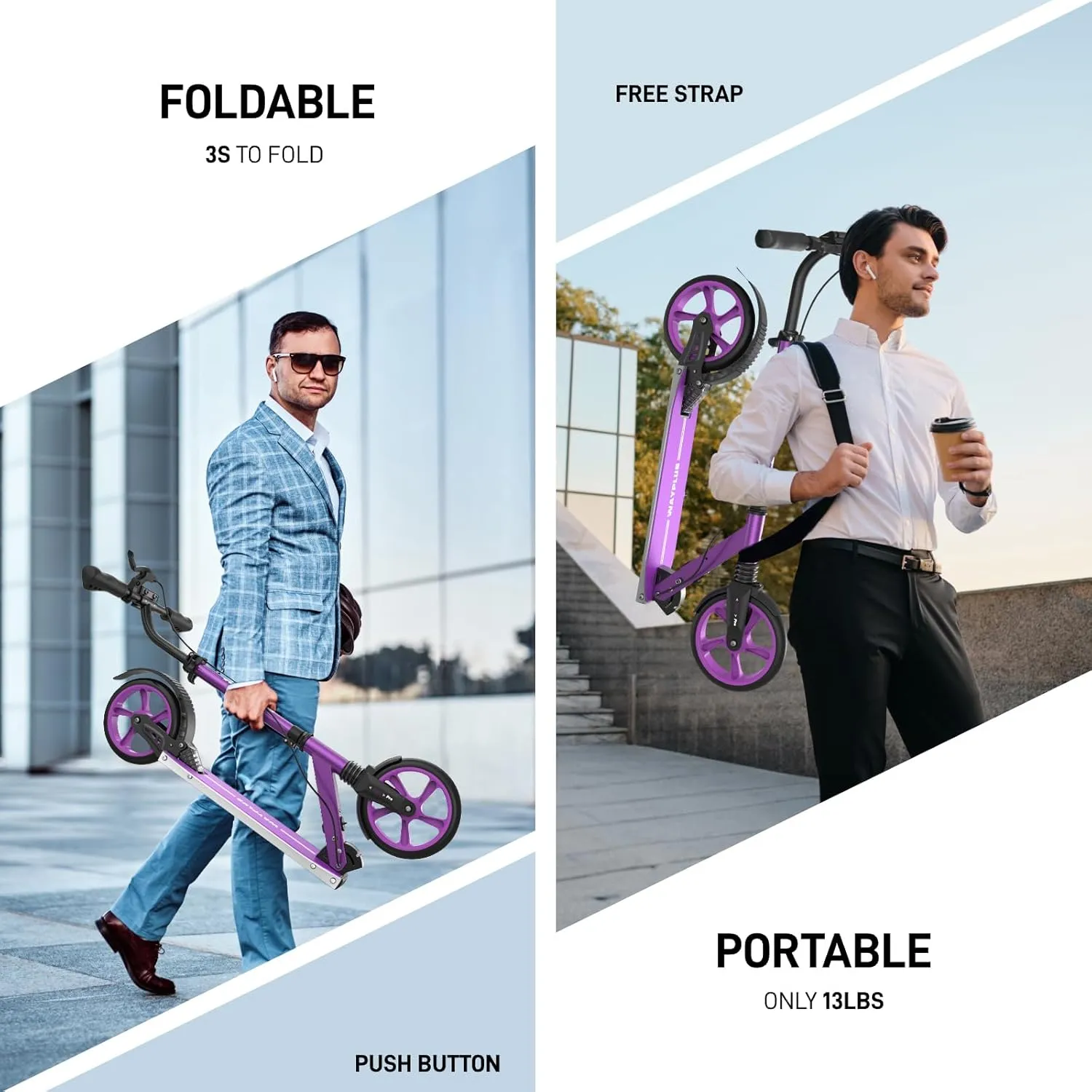 Kick Scooter for Ages 6 ,Kid, Teens & Adults. Max Load 240 LBS. Foldable, Lightweight, 8IN Big Wheels for Kids, Teen and Adults, 4 Adjustable Levels. Bearing ABEC9