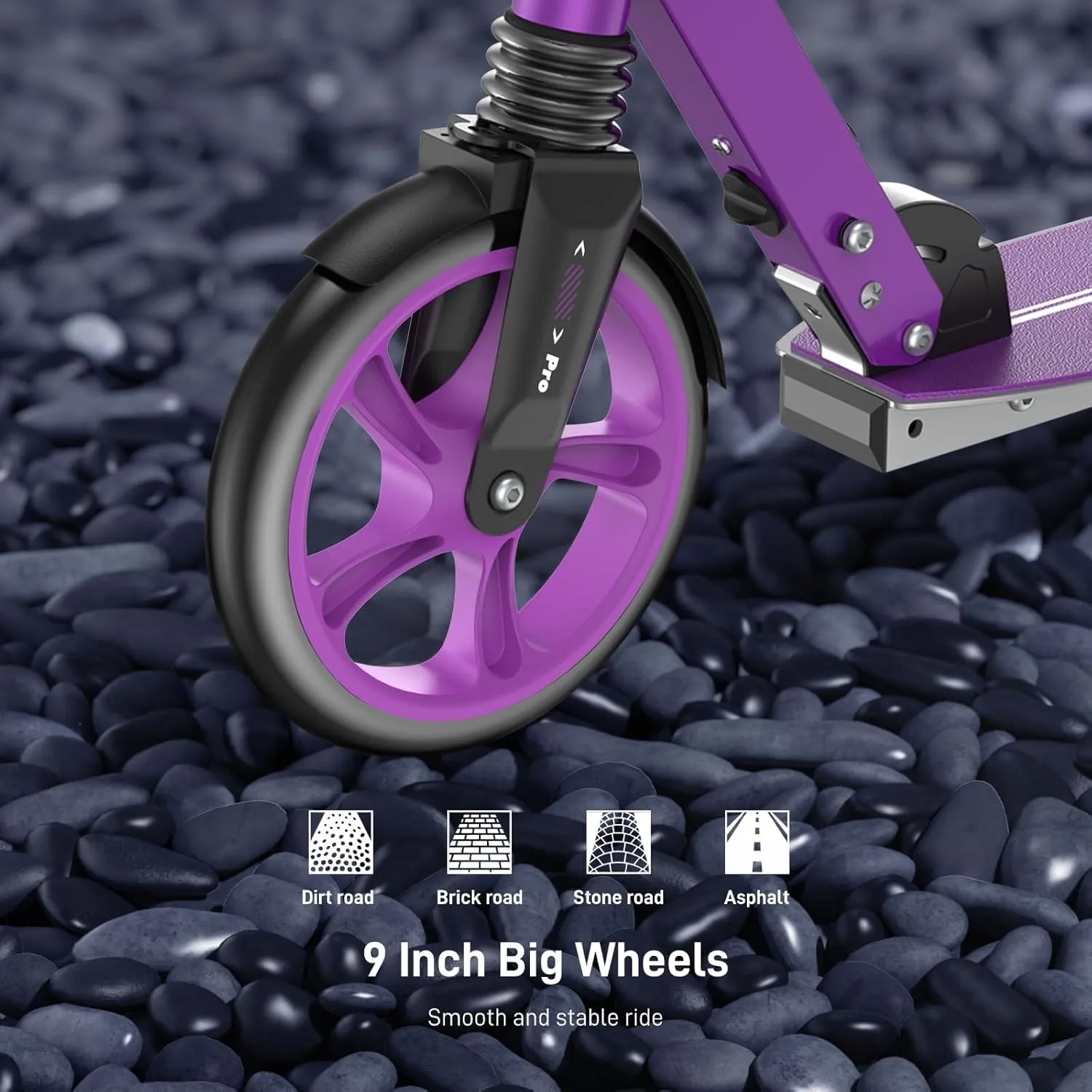 Kick Scooter for Ages 6 ,Kid, Teens & Adults. Max Load 240 LBS. Foldable, Lightweight, 8IN Big Wheels for Kids, Teen and Adults, 4 Adjustable Levels. Bearing ABEC9