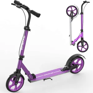 Kick Scooter for Ages 6 ,Kid, Teens & Adults. Max Load 240 LBS. Foldable, Lightweight, 8IN Big Wheels for Kids, Teen and Adults, 4 Adjustable Levels. Bearing ABEC9