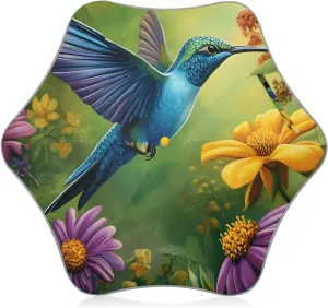 Kids Long Handle Folding Umbrella Bird Hummingbird Daisy Flower - Easy Push Switch for 3-8 Years Old, Waterproof & UV50  Protection, Safe & Cute Design Umbrella for Rain