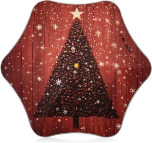 Kids Long Handle Folding Umbrella Christmas Coffee Beans Tree - Easy Push Switch for 3-8 Years Old, Waterproof & UV50  Protection, Safe & Cute Design Umbrella for Rain