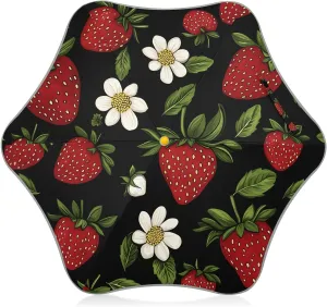 Kids Long Handle Folding Umbrella Fruit Strawberry Flowers Daisy - Easy Push Switch for 3-8 Years Old, Waterproof & UV50  Protection, Safe & Cute Design Umbrella for Rain