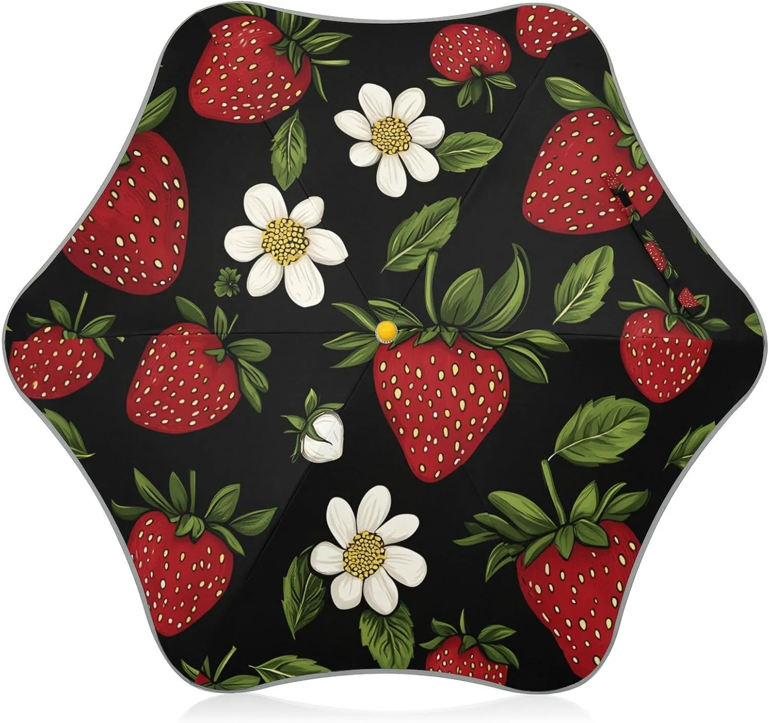 Kids Long Handle Folding Umbrella Fruit Strawberry Flowers Daisy - Easy Push Switch for 3-8 Years Old, Waterproof & UV50  Protection, Safe & Cute Design Umbrella for Rain