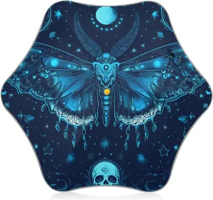 Kids Long Handle Folding Umbrella Moon Stars Skull Butterfly - Easy Push Switch for 3-8 Years Old, Waterproof & UV50  Protection, Safe & Cute Design Umbrella for Rain