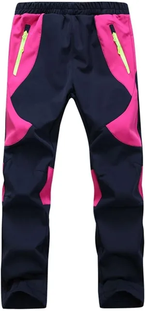 Kids Softshell Trousers Fleece Lined Outdoor Hiking Trekking Pants Skiing Snow Winter Pants Boys Girls