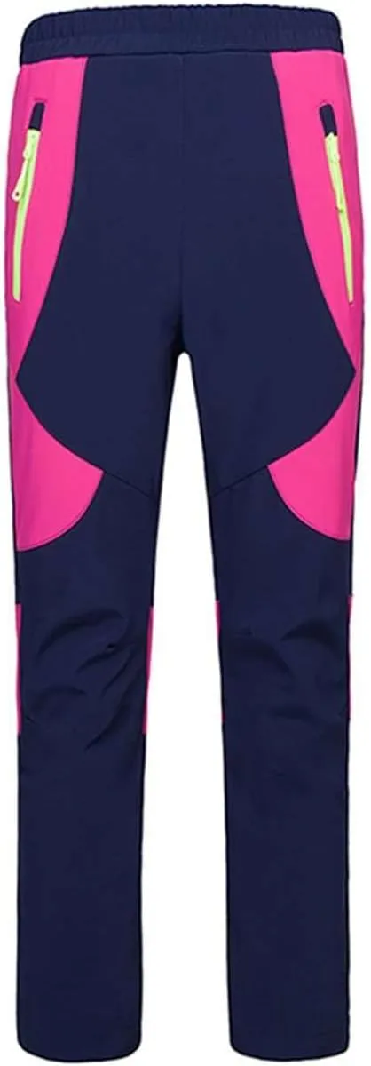 Kids Softshell Trousers Fleece Lined Outdoor Hiking Trekking Pants Skiing Snow Winter Pants Boys Girls