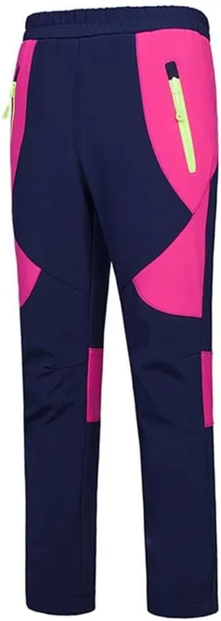 Kids Softshell Trousers Fleece Lined Outdoor Hiking Trekking Pants Skiing Snow Winter Pants Boys Girls