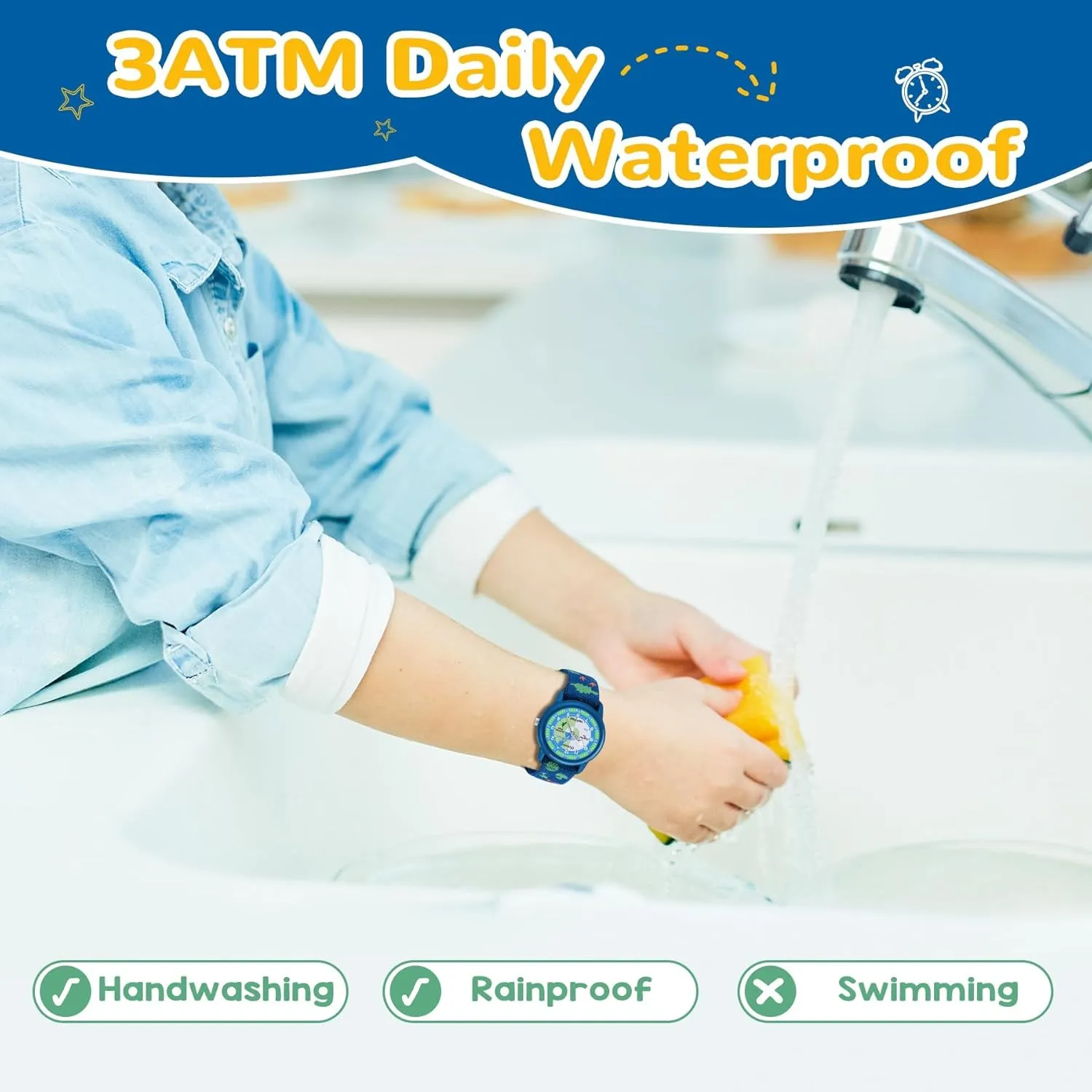 Kids Watch with Elastic Fabric Strap, Waterproof Analog Watch for Kid Ages 3-12 | Kids First Watches | Fun Learning Timepiece | Ideal Gift for Toddler & Children