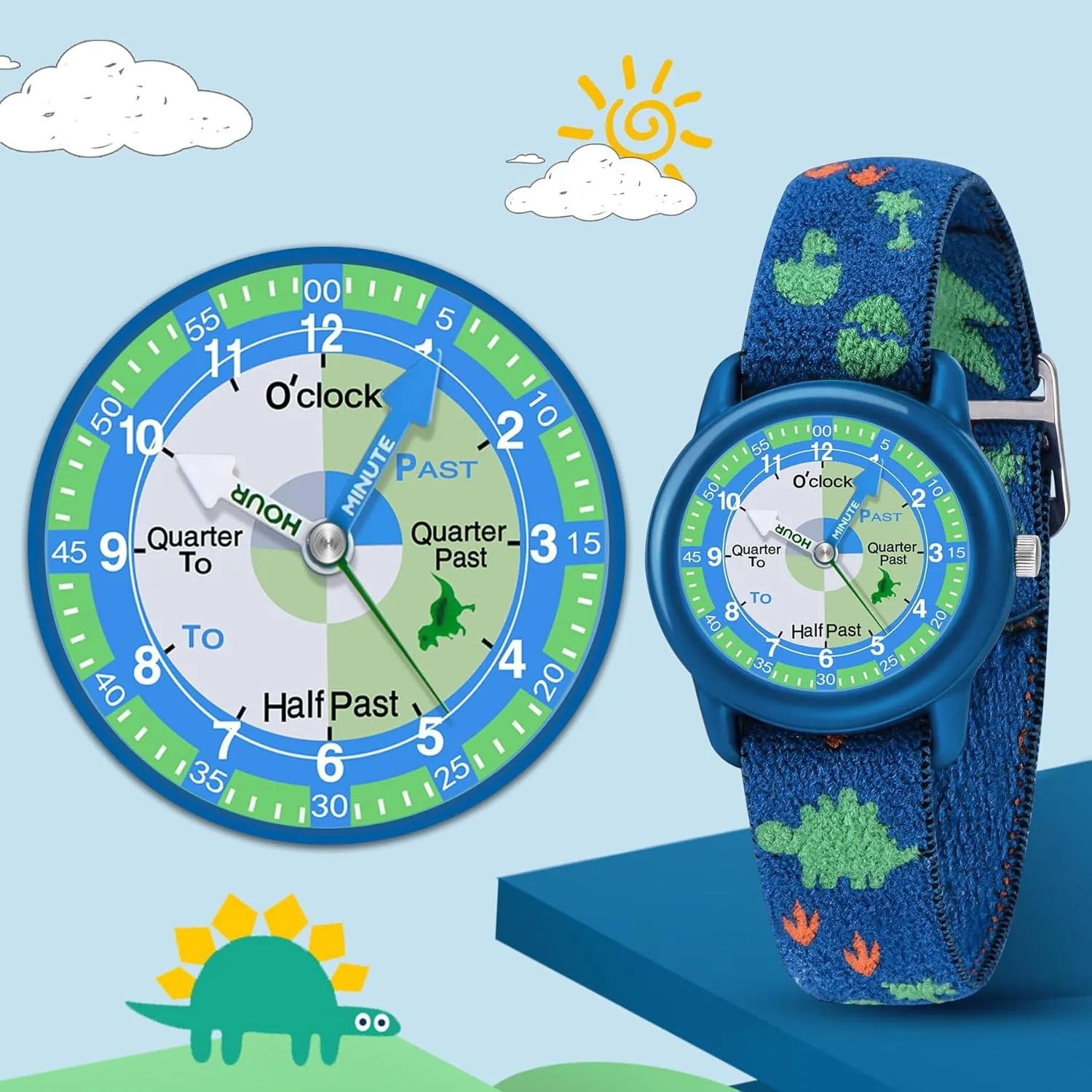 Kids Watch with Elastic Fabric Strap, Waterproof Analog Watch for Kid Ages 3-12 | Kids First Watches | Fun Learning Timepiece | Ideal Gift for Toddler & Children