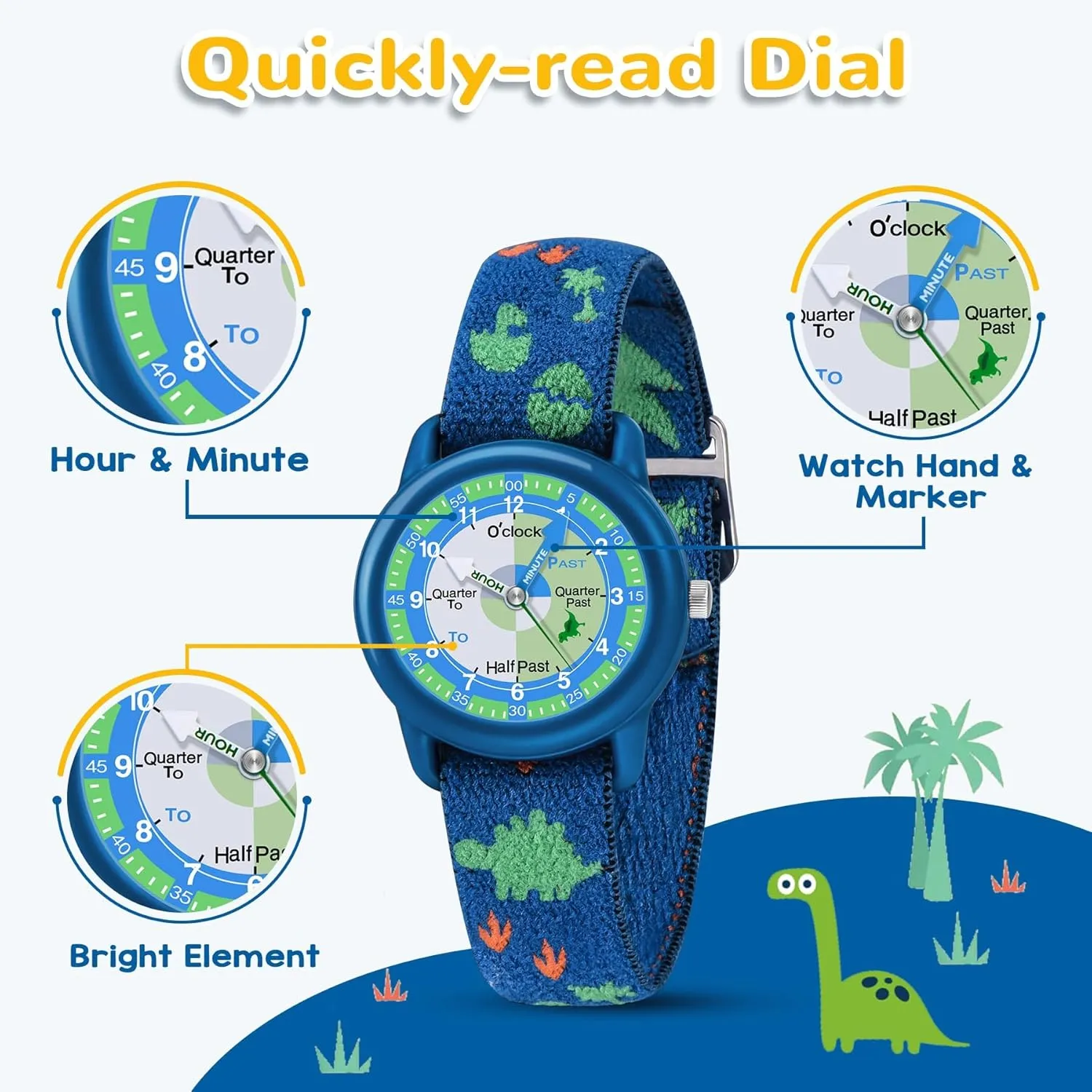 Kids Watch with Elastic Fabric Strap, Waterproof Analog Watch for Kid Ages 3-12 | Kids First Watches | Fun Learning Timepiece | Ideal Gift for Toddler & Children