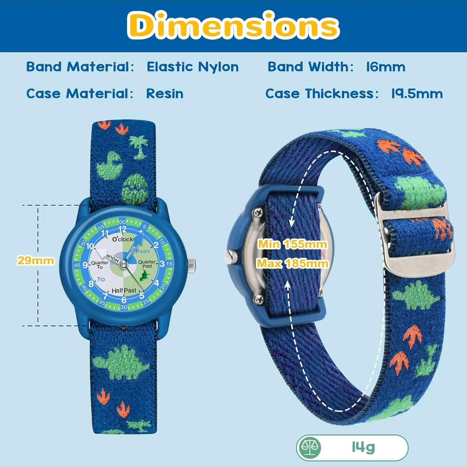 Kids Watch with Elastic Fabric Strap, Waterproof Analog Watch for Kid Ages 3-12 | Kids First Watches | Fun Learning Timepiece | Ideal Gift for Toddler & Children