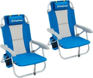 KingCamp Low Folding Beach Chair - Portable & Heavy Duty Beach Gear with 300lbs Capacity, Low Seat Design, Lightweight Camping Chair for Adults, Beach, Picnic, Concert & Outdoor Activities
