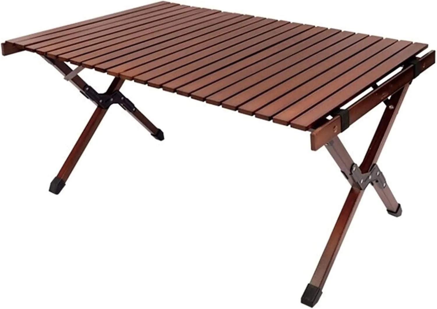 KIRANDY Portable Picnic Table, Black Walnut Beech Egg Roll Table, Folding Roll Up Camping Travel Table (颜色 : 90x60x43CM)