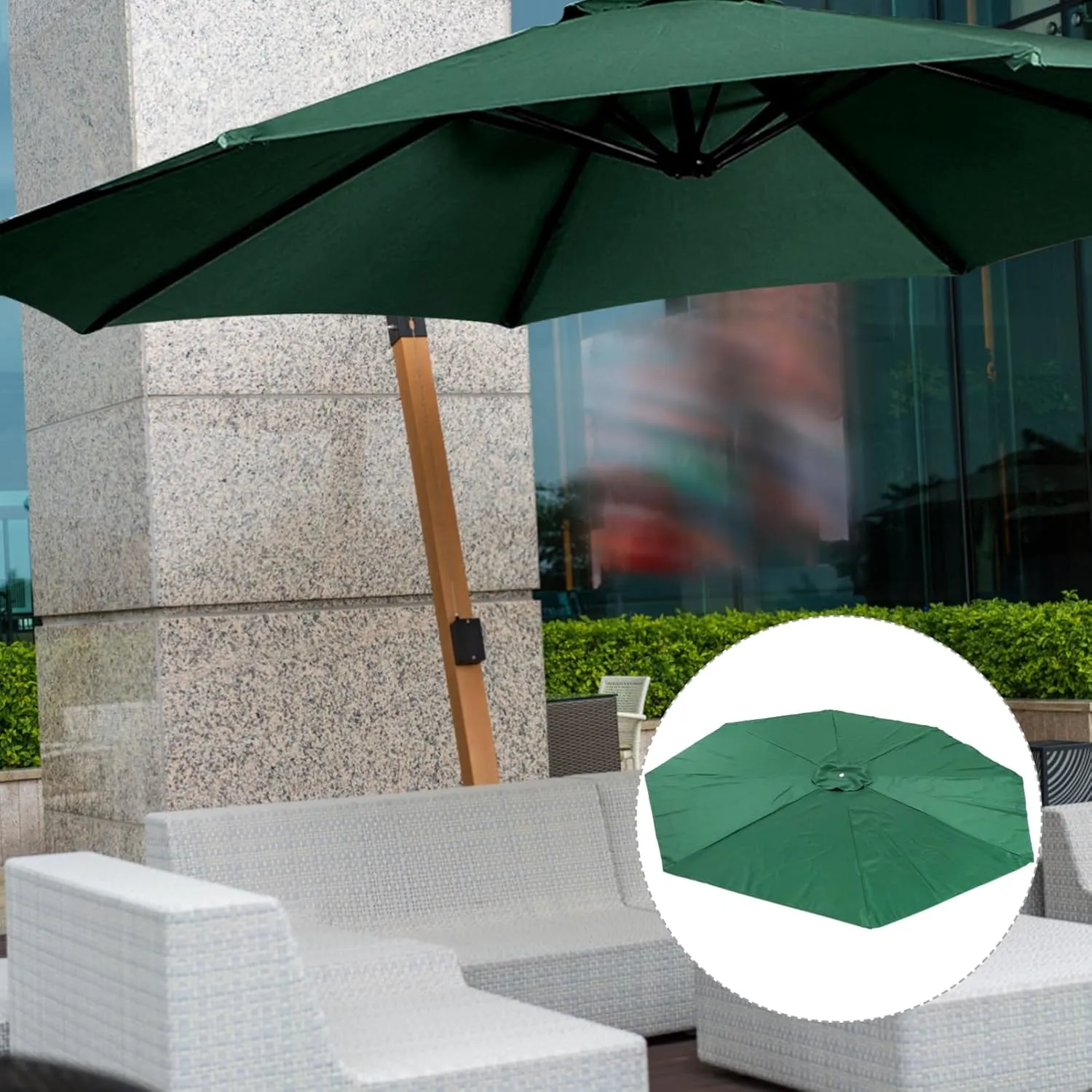 Kisangel 1pc Outdoor Patio Umbrella Canopy UV Protection, Beige, 3m Polyester, Without Stand