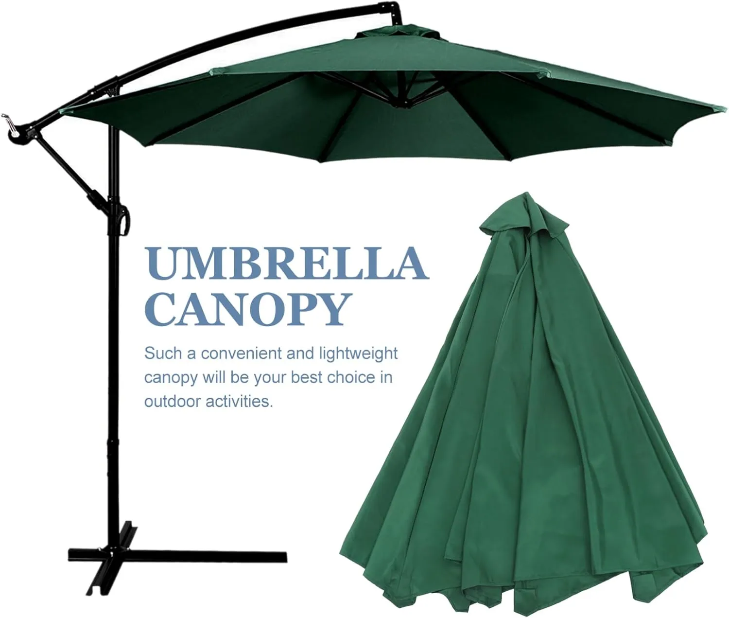 Kisangel 1pc Outdoor Patio Umbrella Canopy UV Protection, Beige, 3m Polyester, Without Stand