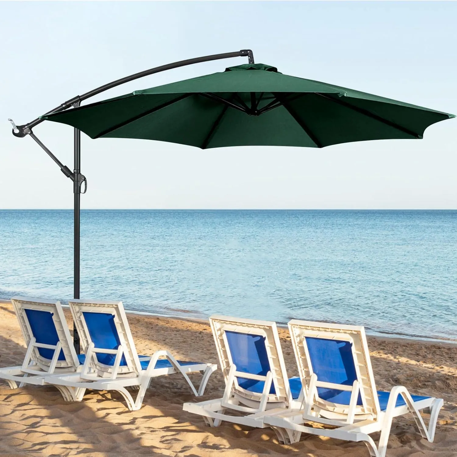 Kisangel 1pc Outdoor Patio Umbrella Canopy UV Protection, Beige, 3m Polyester, Without Stand