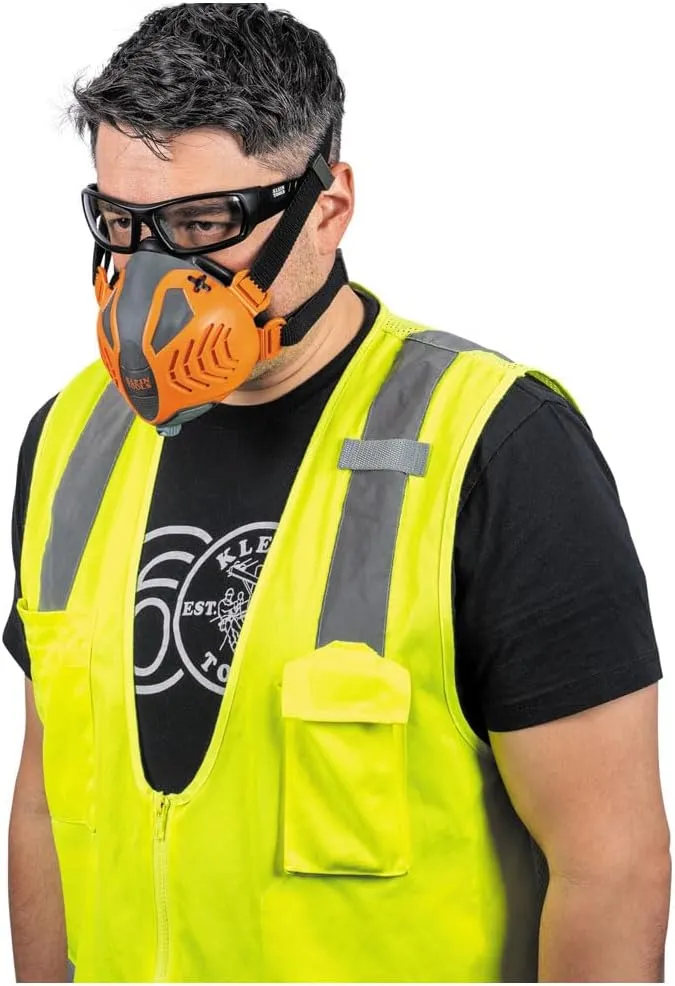Klein Tools 60552 Reusable P100 Half-Mask Respirator with Replaceable Filters for Dust, Metal Fumes, and Oil Mist, M/L