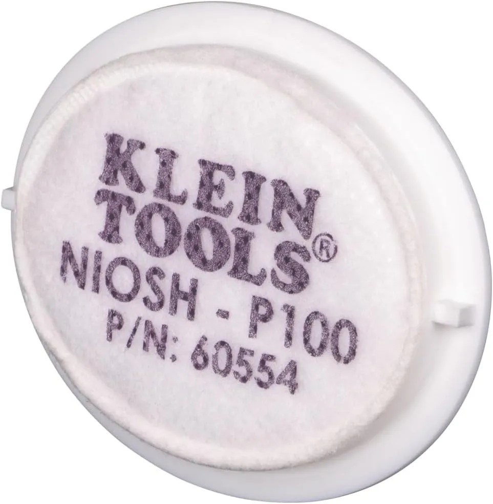 Klein Tools 60552 Reusable P100 Half-Mask Respirator with Replaceable Filters for Dust, Metal Fumes, and Oil Mist, M/L