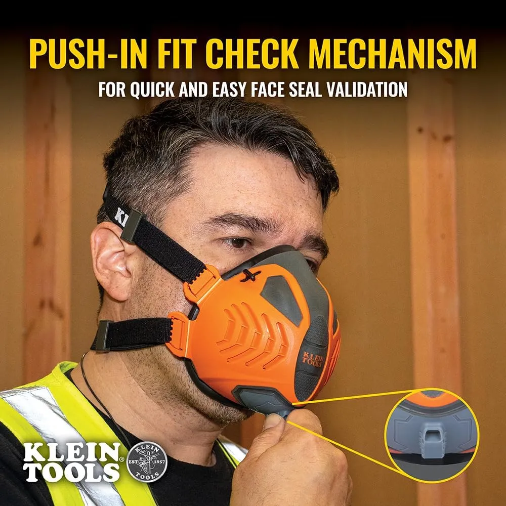 Klein Tools 60552 Reusable P100 Half-Mask Respirator with Replaceable Filters for Dust, Metal Fumes, and Oil Mist, M/L