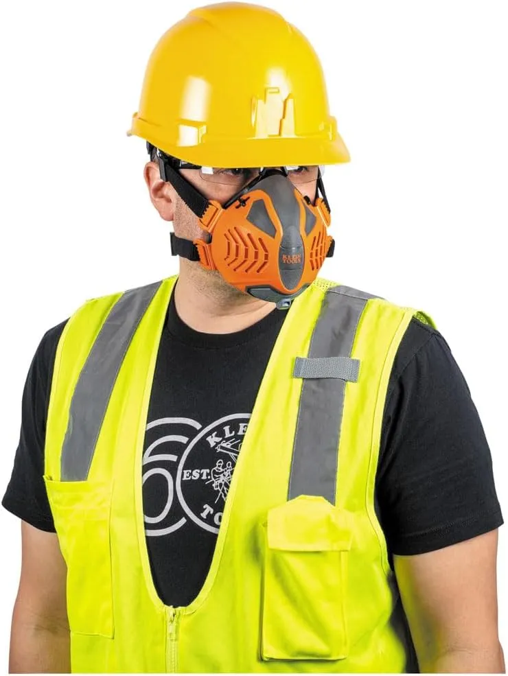 Klein Tools 60552 Reusable P100 Half-Mask Respirator with Replaceable Filters for Dust, Metal Fumes, and Oil Mist, M/L