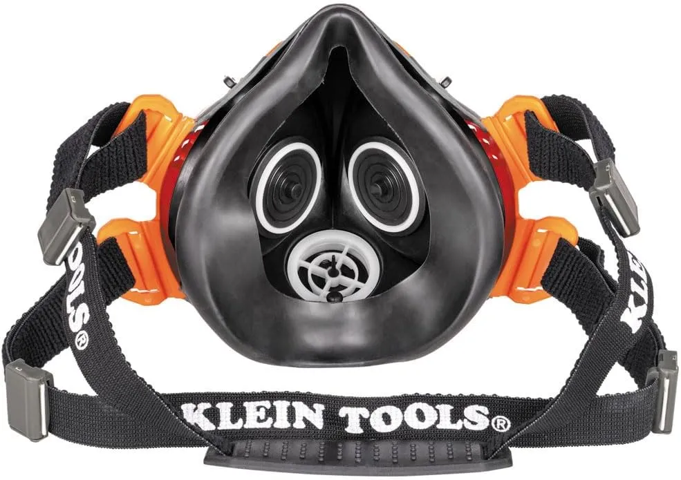 Klein Tools 60552 Reusable P100 Half-Mask Respirator with Replaceable Filters for Dust, Metal Fumes, and Oil Mist, M/L
