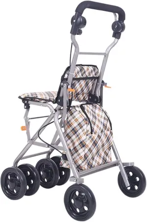Knee Walker Lightweight Folding Four Wheel Rollator Walker with Padded Seat,Ergonomic Handles,and Carry Bag,Mobility Aid for Adult,Senior,Elderly & Handicap
