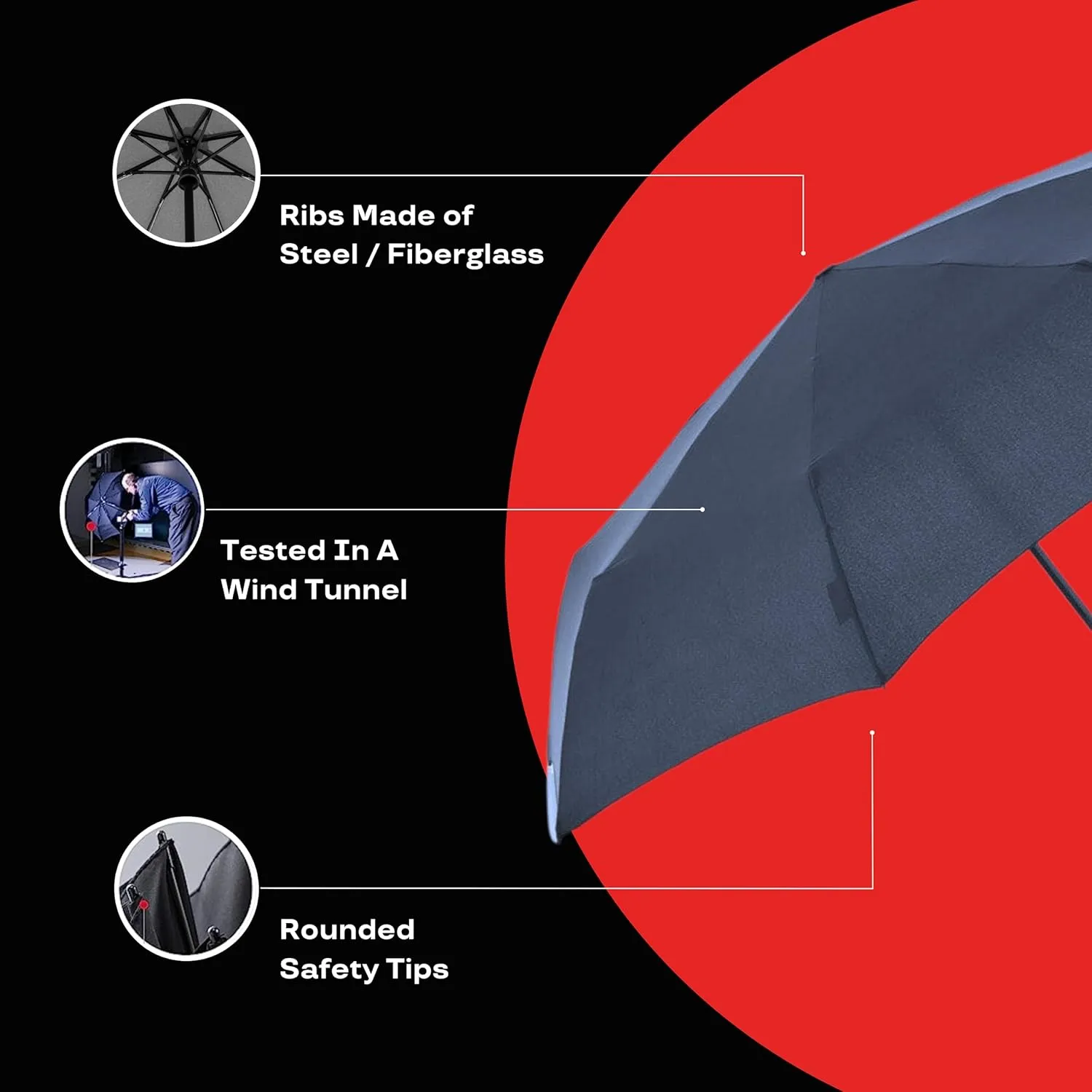 Knirps T.200 Medium Duomatic Automatic Open Close Rain Umbrella for Adults - Portable Weather Protection - Compact, Fits in Backpack or Purse, Retractable with Carrying Case, Navy, 97cm Diameter